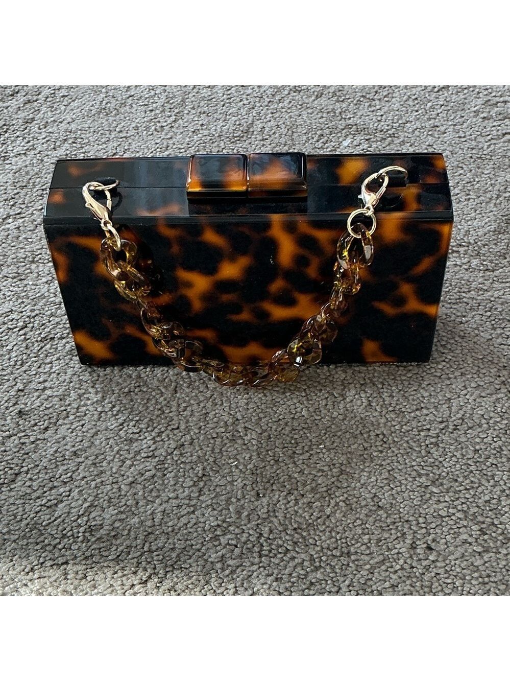 Tortoiseshell Acrylic Clutch Chain Strap